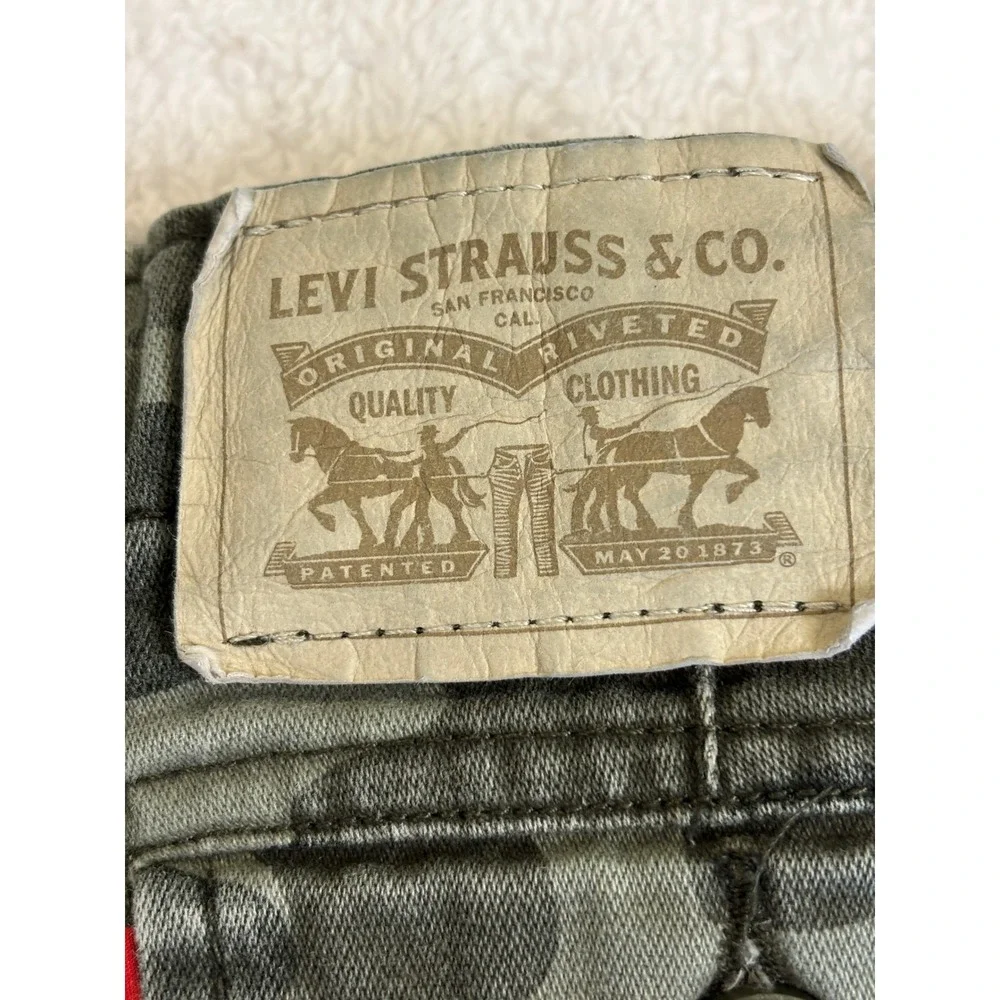 Levis 514 Straight Camo‎ Cargo Pants Kids Boys Green Camouflage Trousers